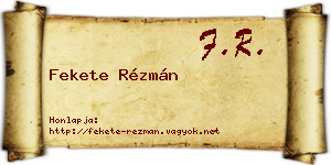 Fekete Rézmán névjegykártya